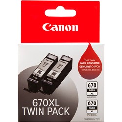 CANON INK CARTRIDGE 670XL Twin Pack Black 
