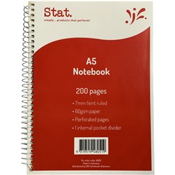 STAT NOTEBOOK A5 8MM RULED 60Gsm Red 200 Pages 