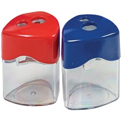 Sharpener Stat Double Metal With Canister Assorted 