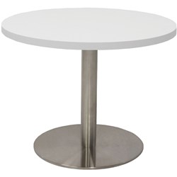 Rapidline Disc Base Coffee Table 600D x 450mmH White Silver Base