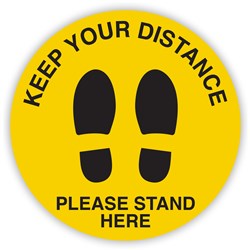 DURUS HEALTH AND SAFETY SIGN Floor Social Distance Footprint Yellow and Black