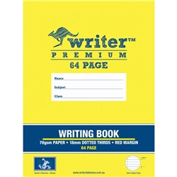 Writer Premium Exercise Book 245x330mm 18mm Dotted Thirds 64 Pages Monkey