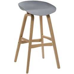 Rapidline Virgo Bar Stool Oak Coloured Timber Frame With  Polypropylene Grey Shell Seat