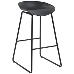 Rapidline Aries Bar Stool With Black Metal Frame And  Polypropylene Black Shell Seat