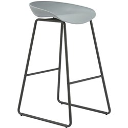 Rapidline Aries Bar Stool With Black Metal Frame And  Polypropylene Grey Shell Seat