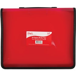 Stat Zipper Binder A4 2R 25mm Red  with Handle 