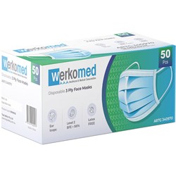 Werkomed Disposal Surgical  Face Mask 3Ply Box of 50 