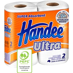 Handee Ultra Kitchen Towel 2 Ply 60 Sheets Double Pack 