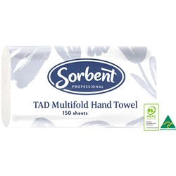 Sorbent Professional TAD  Multifold Hand Towel 1 Ply  150 Sheets Carton of 20