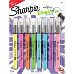 Sharpie Clear View Stick Highlighter Marker See Through Chisel Tip Assorted Pack of 8