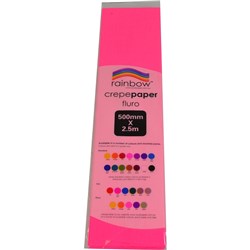 RAINBOW FLURO CREPE PAPER 500mmx2 5m Pink 