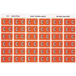 Avery Alphabet Coding Label C Side Tab 25x38mm Orange Pack Of 180