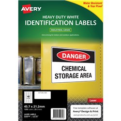 AVERY L4778 DURABLE LABEL H D Laser 48 Sht 45 7x21 2 White 