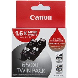 Canon Pixma PGI650XLBK Ink Cartridge High Yield Twin Pack Black