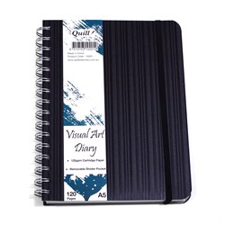 QUILL PREMIUM VISUAL ART DIARY A5 125gsm 120 Page Black 