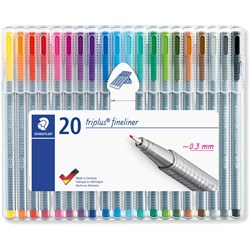 STAEDTLER TRIPLUS 334 Fineliner Assorted Colours Pack of 20