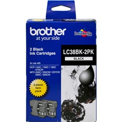 BROTHER INK CARTRIDGE LC-38BK2PK Twin Pack Black  