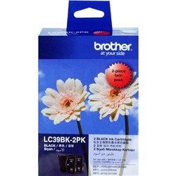 BROTHER INK CARTRIDGE LC-39BK2PK Twin Pack Black  