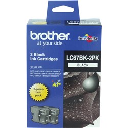 BROTHER INK CARTRIDGE LC-67BK2PK Twin Pack Black  