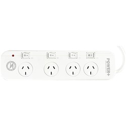 POWERPLUS POWERBOARD 4 OUTLET Individual Switch,Surge&O/load 