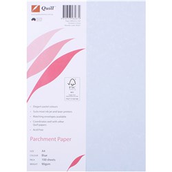 QUILL 90GSM A4 PARCHMENT PAPER Blue 100 Sheets Pack  
