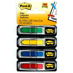 POST-IT 684-ARR3 ARROW FLAGS Blue Green Red & Yellow 12x43m Pack of 96