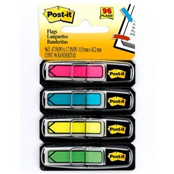 POST-IT 684-ARR4 ARROW FLAGS Bright Blue Green Pink Yellow 12x43mm Pack of 96