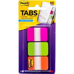 POST-IT 686-PGO DURABLE TABS Pink Green Orange 25X38mm Pack of 66