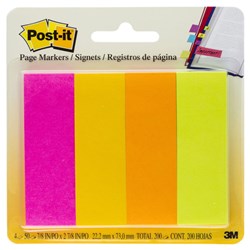 POST-IT 671-4AF PAGEMARKERS Neon Asstd 22mm X 73mm Pack of 4