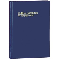 COLLINS NOTEBOOKS HARD COVER A4 Short Feint 168Pg Blue 