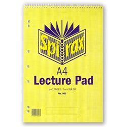 Spirax 905 Spiral Lecture Book A4 7mm 140 Page 310x207mm T/O 