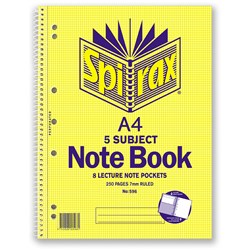 Spirax 596 Notebook 5 Subject A4 250 Page 297x220mm S/O 