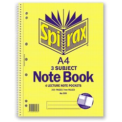 SPIRAX 599 NOTEBOOK 3 SUBJECT A4 300 Page 297x220mm S/O 