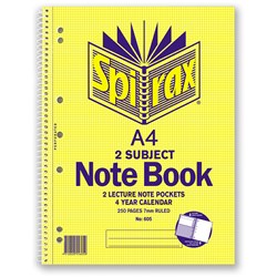 SPIRAX 605 NOTEBOOK 2 SUBJECT A4 250 Page 297x230mm S/O 