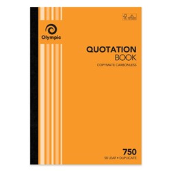 OLYMPIC CARBONLESS QUOTE BOOK 750 Dup 50Leaf A4 210x297mm 