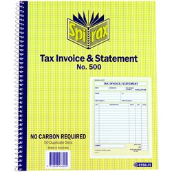 SPIRAX 500 TAX INV/STMNT BOOK Quarto 