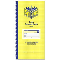 Spirax 553 Cash Receipt Book NCR Numbered 160 Duplicate S/O 