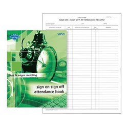 ZIONS SOSO ATTENDANCE BOOK Sign On Sign Off 260X200mm 