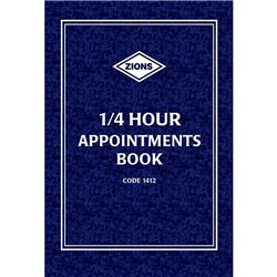 ZIONS 1412 APPOINTMENT BOOK 1/4Hr 297X210mm A4 
