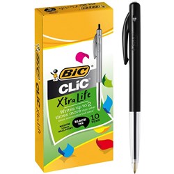 BIC CLIC BALLPOINT PENS Medium Black Pack of 10 