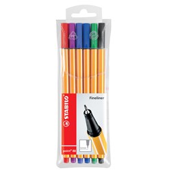 STABILO POINT 88 FINELINER Assorted, Wallet of 6 