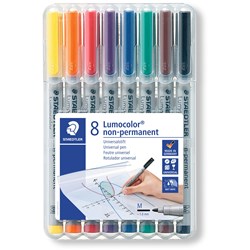 STAEDTLER 315 LUMOCOLOR PENS Non-Perm Med 1.0mm Wallet of 8