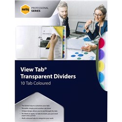 MARBIG VIEW TAB DIVIDERS A4 10 TAB PP Clear Colour 