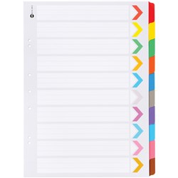 MARBIG DIVIDERS A3 10 TAB Portrait Colour Coded