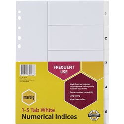 MARBIG NUMERICAL INDICES A4 PP 1-5 TAB White