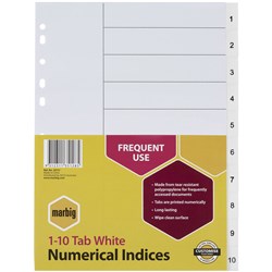 MARBIG NUMERICAL INDICES A4 PP 1-10 TAB White 