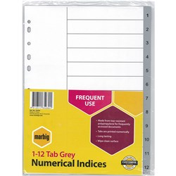 MARBIG NUMERICAL INDICES A4 PP 1-12 TAB Grey 