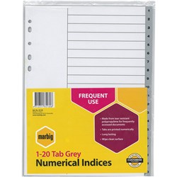 MARBIG NUMERICAL INDICES A4 PP 1-20 TAB Grey 