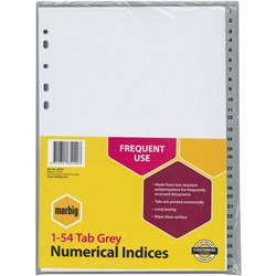 MARBIG NUMERICAL INDICES A4 PP 1-54 TAB Grey