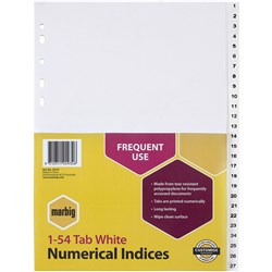 MARBIG NUMERICAL INDICES A4 PP 1-54 TAB White